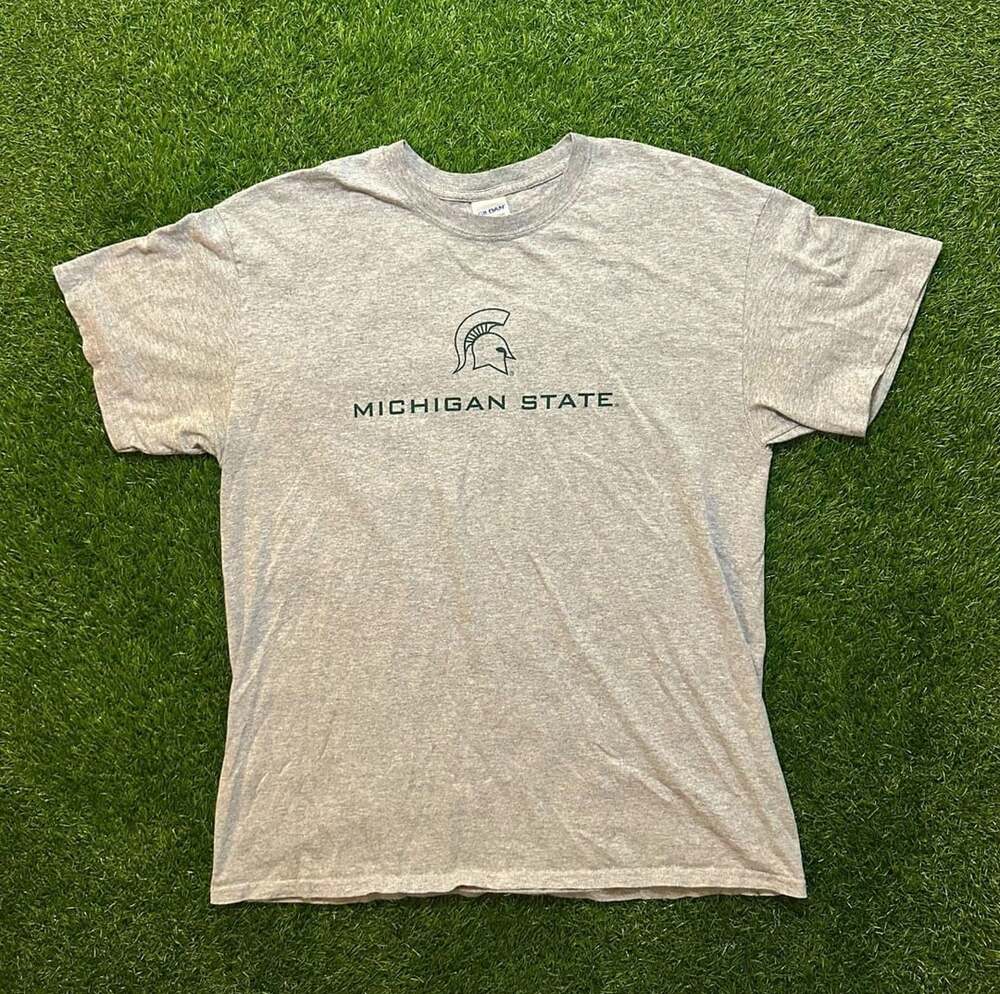 Y2K Gildan Michigan State Spartans T-Shirt - Heather Gray - Large